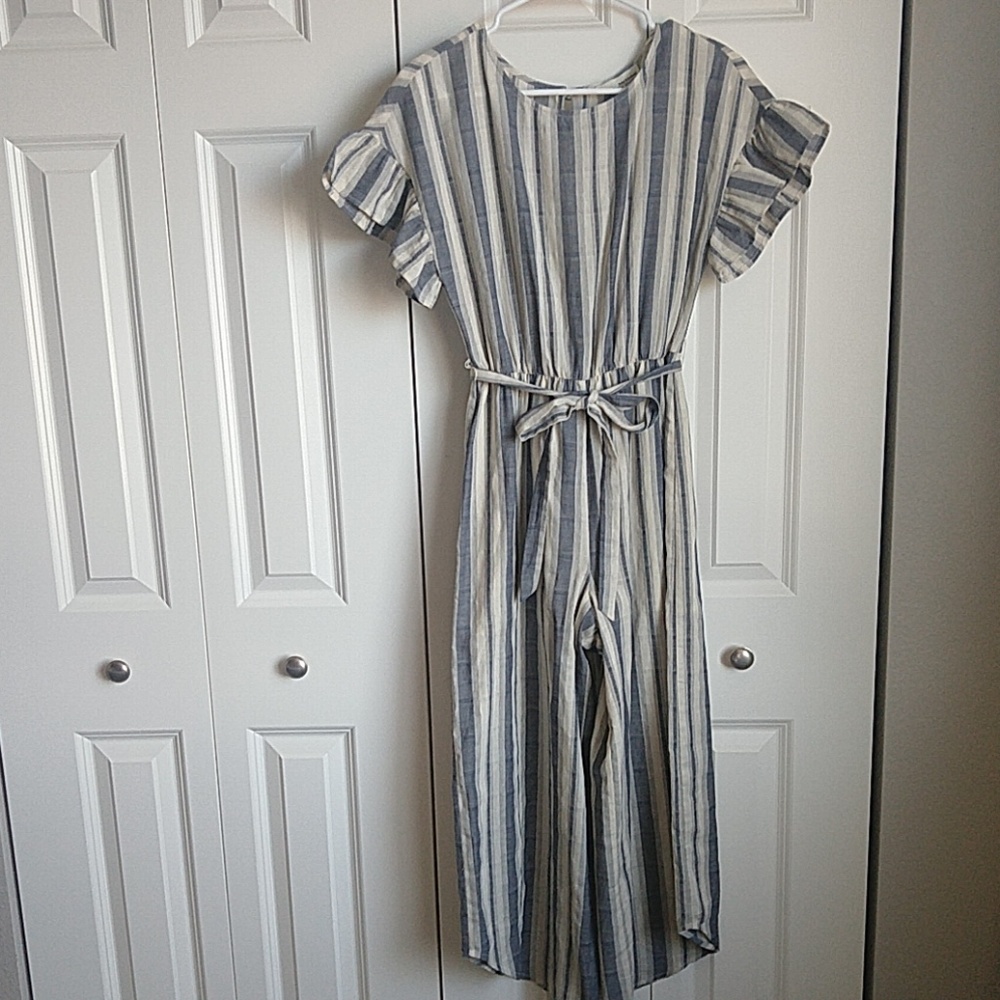 June & Hudson stripe ruffle sleeve jumpsuit - Picture 3 of 6